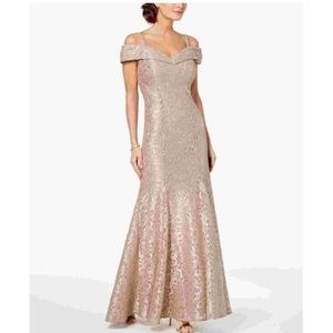 R&M Richards  Very Beautiful Off-the-Shoulder Lace Gown Dress
